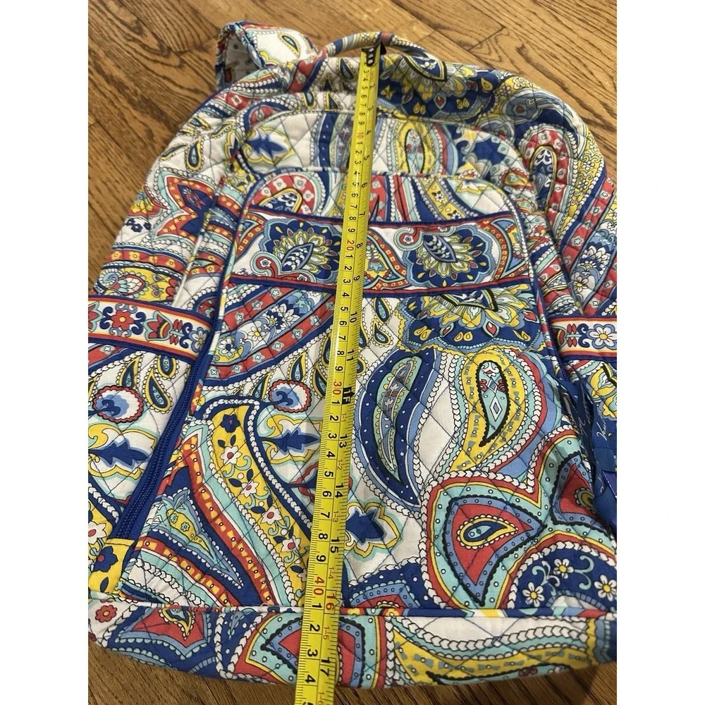 Vera Bradley Marina Paisley Full Size Backpack Retired Quilted Cotton Laptop Bag